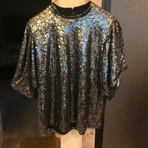 Ann Taylor sequins split sleeve blouse